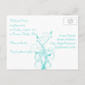 Aqua Blue und White Floral Save the Date Postkarte (Rückseite)