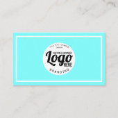 Aqua Blue und White Logo Beruflich Visitenkarte (Vorderseite)