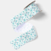 Aqua Blue und White Snowflake Satinband (Rückseite)