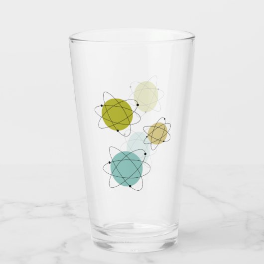 Aqua Blue und Yellow Atomic Mid Century Glas (Rückseite)