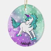 Aqua Blue Unicorn Design Keramik Keramik Ornament (Links)
