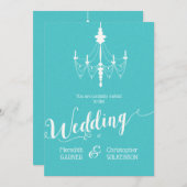 Aqua Blue Vintag Chandelier Weditation Einladung (Vorne/Hinten)