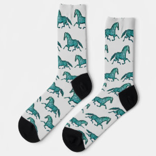 Aqua Blue Vintag Horse Crazy Socken