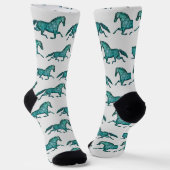 Aqua Blue Vintag Horse Crazy Socken (Gewinkelt)