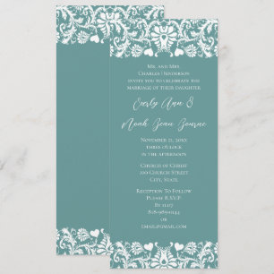 Aqua Blue Vintag Modern Damask Hochzeit Einladung