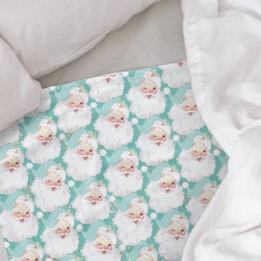 Aqua Blue Vintag Santa Claus Winde Weihnachten Fleecedecke