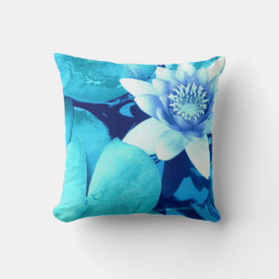 Aqua Blue Wasserlilie Throw Kissen 4