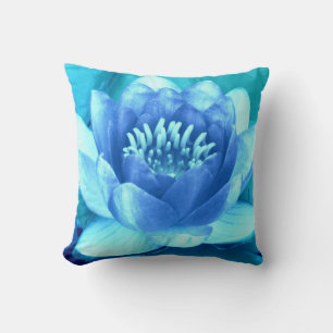 Aqua Blue Wasserlilie Throw Kissen Art 2