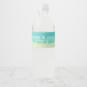Aqua Blue Water/bemalte Strandküste personalisiere Wasserflaschenetikett