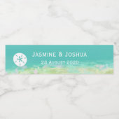 Aqua Blue Water/bemalte Strandküste personalisiere Wasserflaschenetikett (Einzelnes Label)