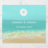 Aqua Blue Water / bemalten Strand direkt am Meer H Alkoholflaschenetikett (Einzelnes Label)