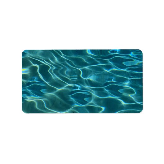 Aqua Blue Water Muster, rippende Ozeanwellen Adressaufkleber (Vorne)