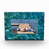 Aqua Blue Water Muster, rippende Ozeanwellen Fotoblock (Vorderseite)