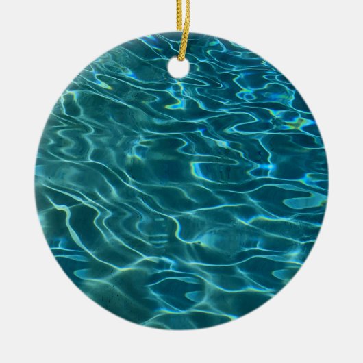 Aqua Blue Water Muster, rippende Ozeanwellen Keramik Ornament (Vorne)