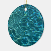 Aqua Blue Water Muster, rippende Ozeanwellen Keramik Ornament (Links)