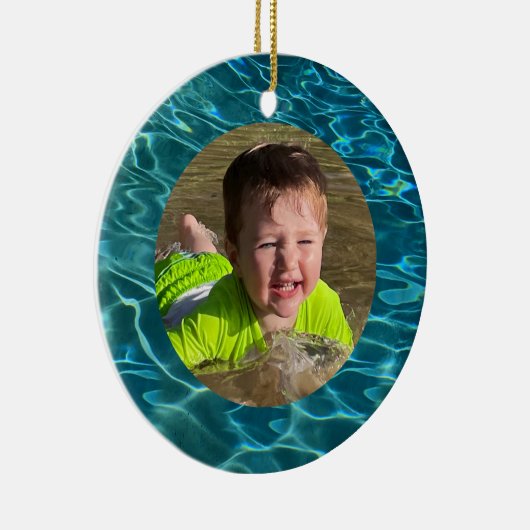 Aqua Blue Water Muster, rippende Ozeanwellen Keramik Ornament (Rechts)