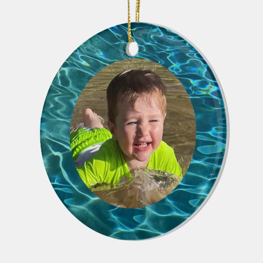 Aqua Blue Water Muster, rippende Ozeanwellen Keramik Ornament (Links)