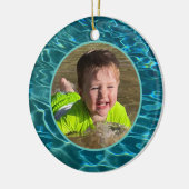 Aqua Blue Water Muster, rippende Ozeanwellen Keramik Ornament (Links)