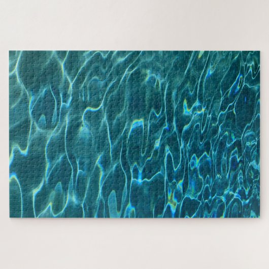 Aqua Blue Water Muster, rippende Ozeanwellen Puzzle (Horizontal)