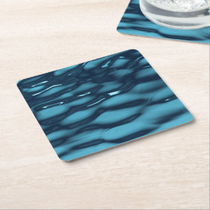 Aqua Blue Water Waves Rechteckiger Pappuntersetzer