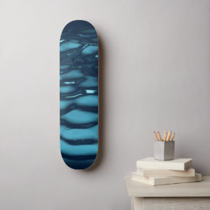 Aqua Blue Water Waves Skateboard