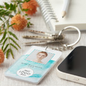 Aqua Blue Watercolor Background Abzeichen Schlüsselanhänger (Vorderseite rechts)