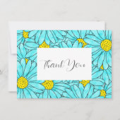 Aqua Blue Watercolor Daisy Pattern Dankeskarte (Vorderseite)