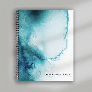 Aqua Blue Watercolor Hintergrund Notizbuch
