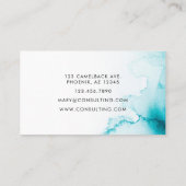 Aqua Blue Watercolor Hintergrund Visitenkarte (Rückseite)