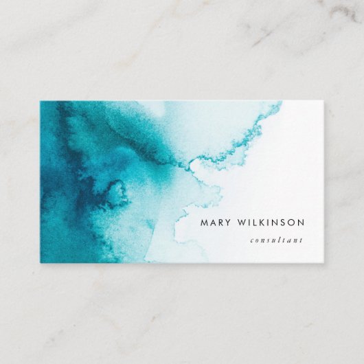 Aqua Blue Watercolor Hintergrund Visitenkarte (Vorderseite)