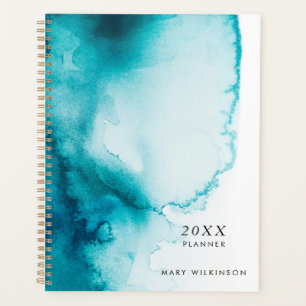 Aqua Blue Watercolor Hintergrundplaner Planer