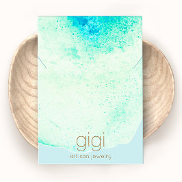 Aqua Blue Watercolor Necklace Display Holder Visitenkarte