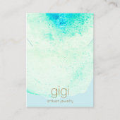 Aqua Blue Watercolor Necklace Display Holder Visitenkarte (Vorderseite)