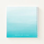 Aqua Blue Watercolor Ombre Modernes Personalisiert Notizblock (Rückseite)