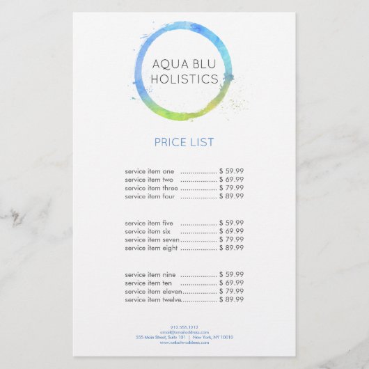 Aqua Blue Watercolor Painted Circle Logo Flyer (Vorne)