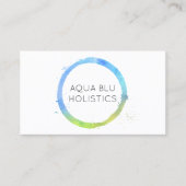 Aqua Blue Watercolor Painted Circle Logo Visitenkarte (Vorderseite)