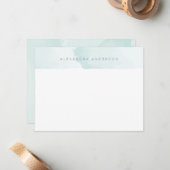 Aqua Blue Watercolor Personal Stationierungskarte Mitteilungskarte (Vorderseite/Rückseite Beispiel)