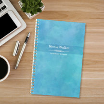 Aqua Blue Watercolor Personalisierter Planer