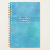 Aqua Blue Watercolor Personalisierter Planer (Vorderseite)