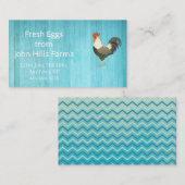 Aqua Blue Watercolor Rooster Silhouette Zickzack Visitenkarte (Vorne/Hinten)