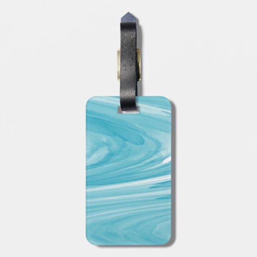 Aqua Blue Watercolor Swirl Muster Gepäckanhänger (Rückseite vertikal)