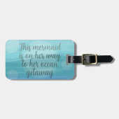 Aqua Blue Watercolor Waves Meerjungfrau Zitat Gepäckanhänger (Vorderseite horizontal)