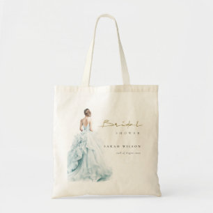 Aqua Blue Watercolor Wedding Gown Brautparty Tragetasche