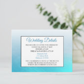 Aqua Blue Wedding Details Card Begleitkarte (Stehend Vorderseite)
