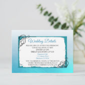 Aqua Blue Wedding Details Card Begleitkarte (Stehend Vorderseite)