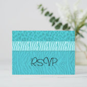 Aqua Blue Wedding RSVP Karte (Stehend Vorderseite)