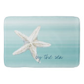 Aqua Blue White Beach Starfish Badematte (Vorderseite)