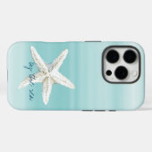 Aqua Blue White Beach Starfish       Case-Mate iPhone Hülle (Rückseite (Horizontal))