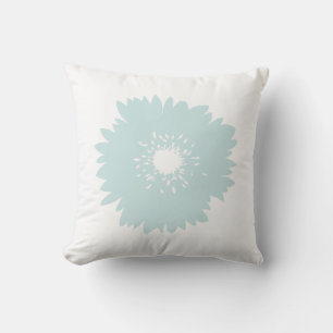 Aqua Blue White Blume Kissen
