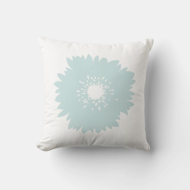 Aqua Blue White Blume Kissen (Vorderseite)